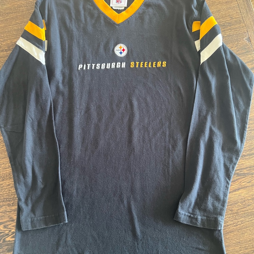 Pittsburgh Steelers Black Long Sleeve V-Neck Shirt